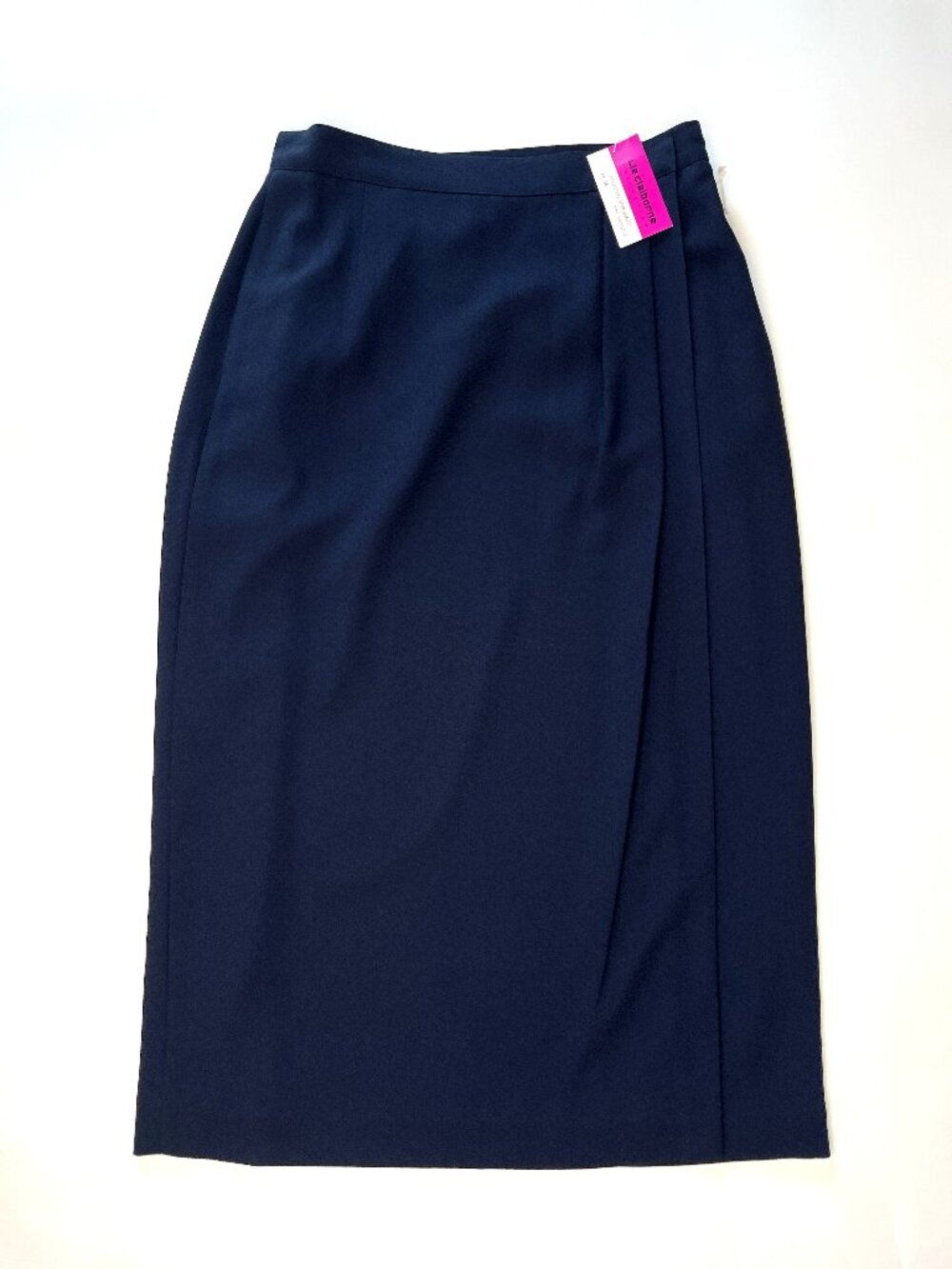 Vintage Liz Claiborne Collection Lined Wrap Skirt - Size 14- Navy - Pocket NWT